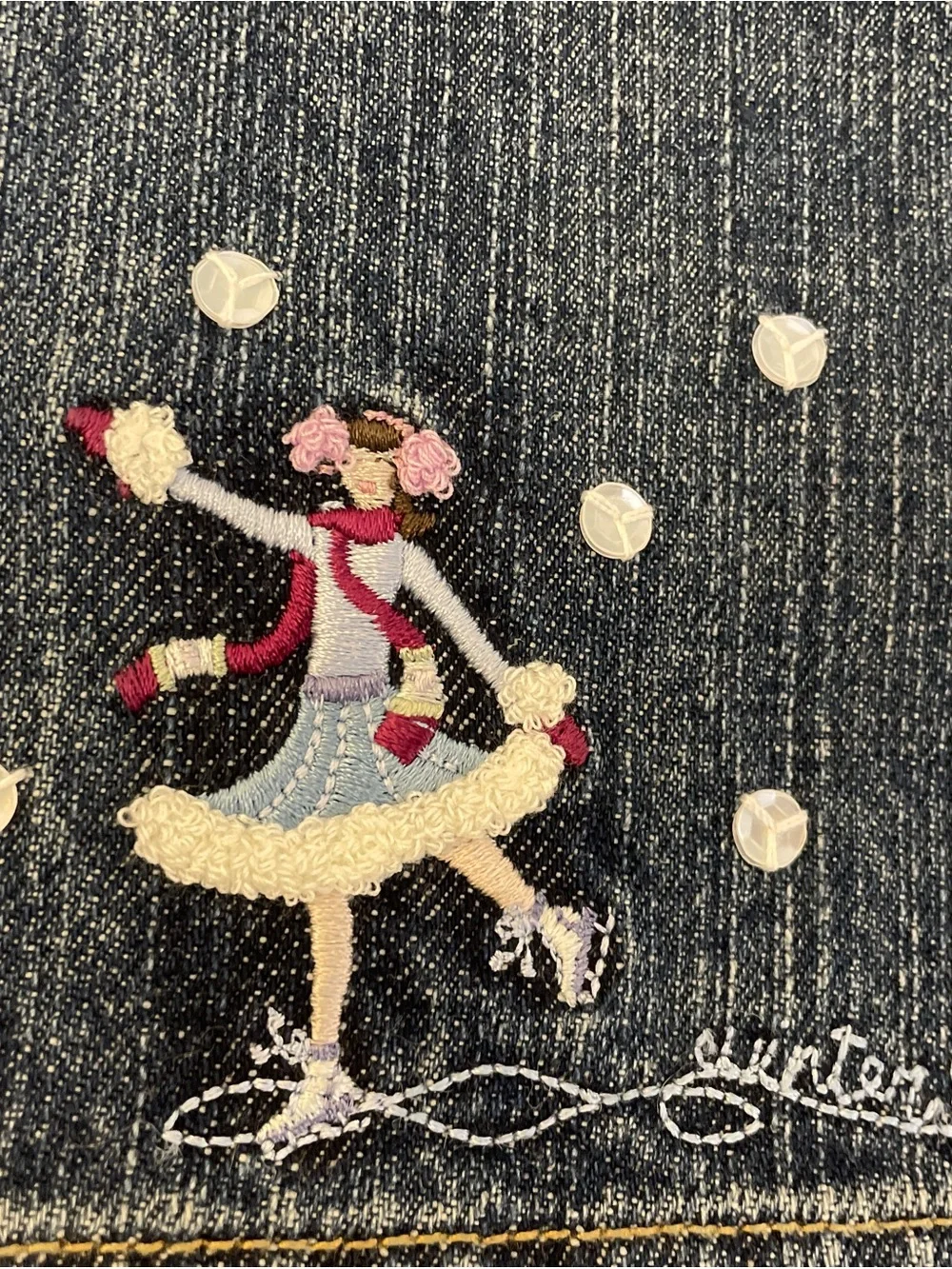 NWT Gymboree Blue Flare Denim Jeans with Skating Girl Embroidery sz 4